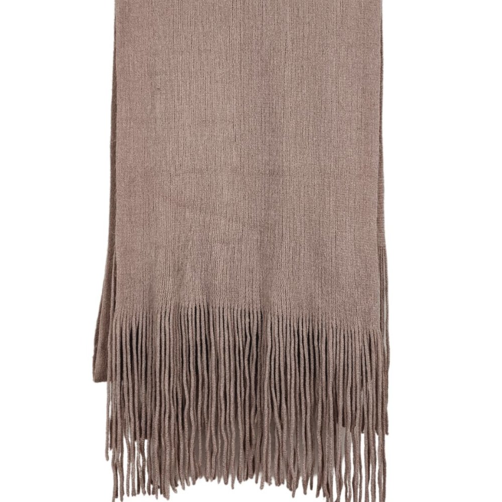 Long Beige/Tan scarf shawl wrap with fringes 92"
